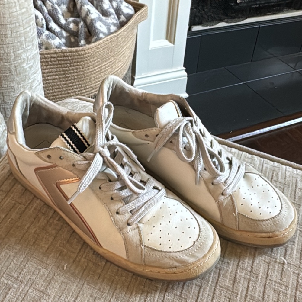 ShuShop White and Tan Sneakers
